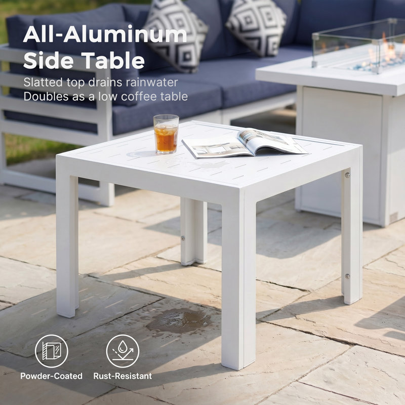Ensemble de meubles de patio en aluminium 11 pièces avec table de feu et ensemble modulaire d'extérieur pour conversation avec chaises longues de patio 11 pièces