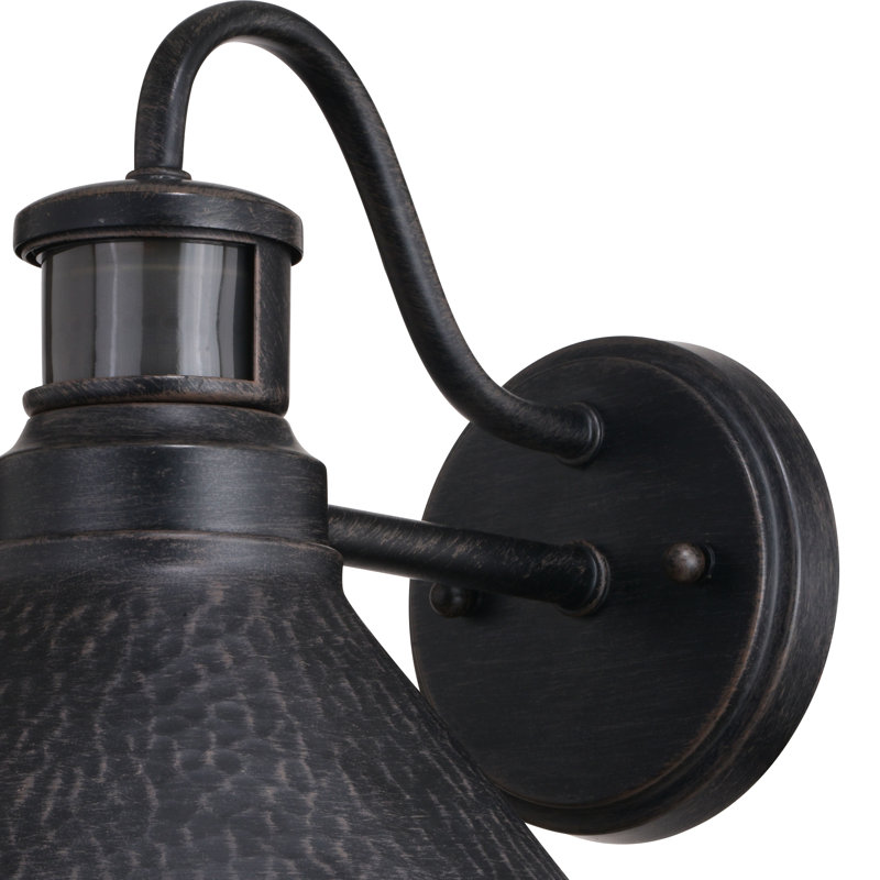 Bellavia Aged Iron/Light Gold Outdoor Barn Light with Dusk to Dawn, 9.5'' H X 10'' W X 11.75'' D