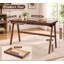 Ensemble de bureau en bois massif et chaise rembourrée en similicuir, bureau en noyer de 120 cm avec tiroir et chaise de salle à manger ergonomique sans accoudoirs, ensemble table et siège pour bureau à domicile