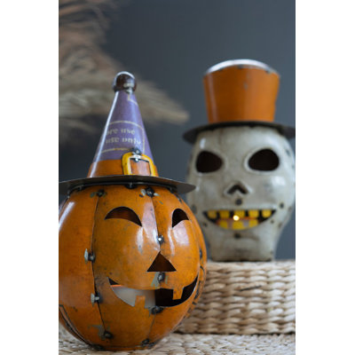  Pumpkin and Skull Halloween Lantern, Set of 2