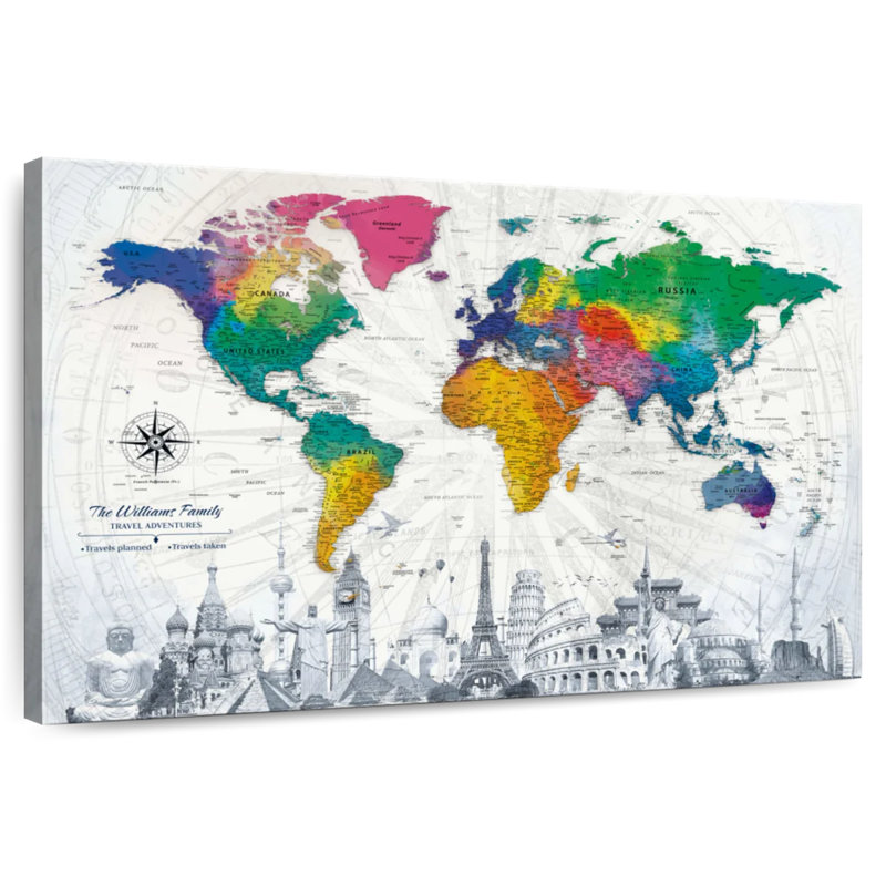 Épinglette à repères personnalisés World Ameere, H 26 po x l 39 po, Oui