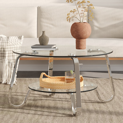 Tables basses élégantes et modernes en métal, conception en verre compacte pour la maison