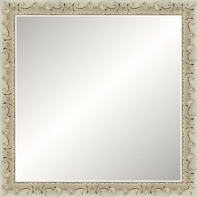 Distressed Antique Ivory Signature Mirror