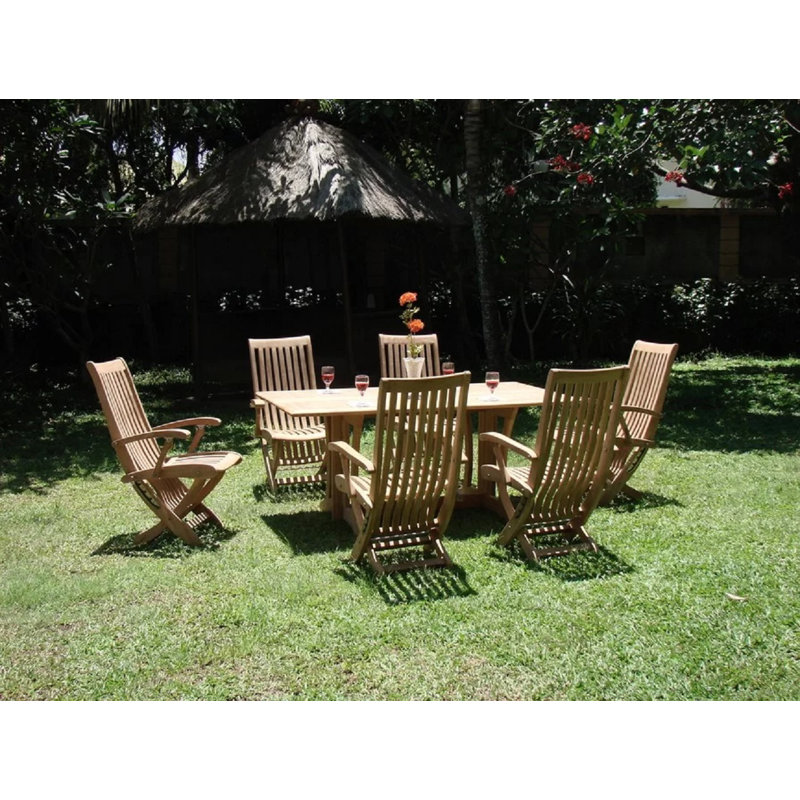 Ensemble repas 7 pièces teck luxueux Pranav