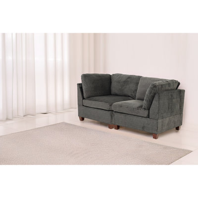 Modular - 2pc Gray Chenille, Wood Frame Chair Supportive