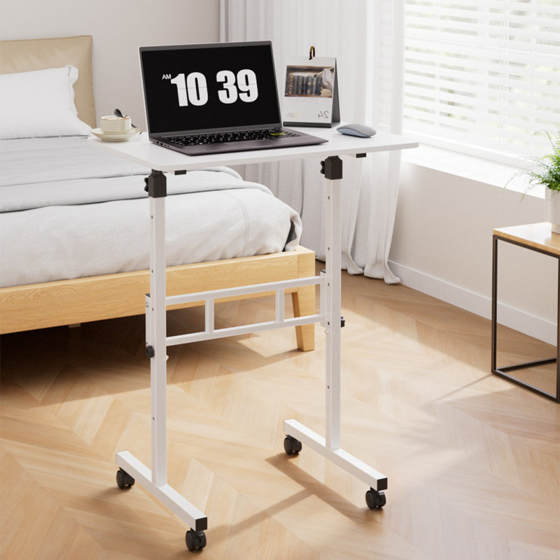 Adjustable Metal Base Computer Desk, White