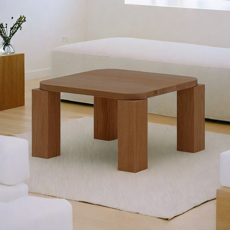 Table basse carrée en bois massif, H 14,17 po x L 23,62 po x l 23,62 po