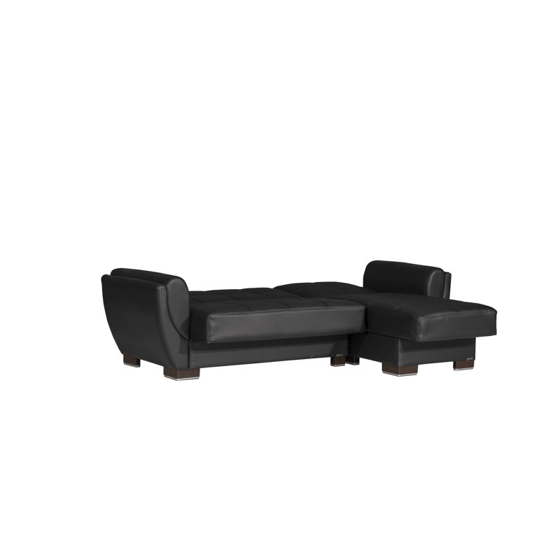 Chaise longue convertible avec rangement PrimeNest SkyHaven, Noir, noir, noir, noir