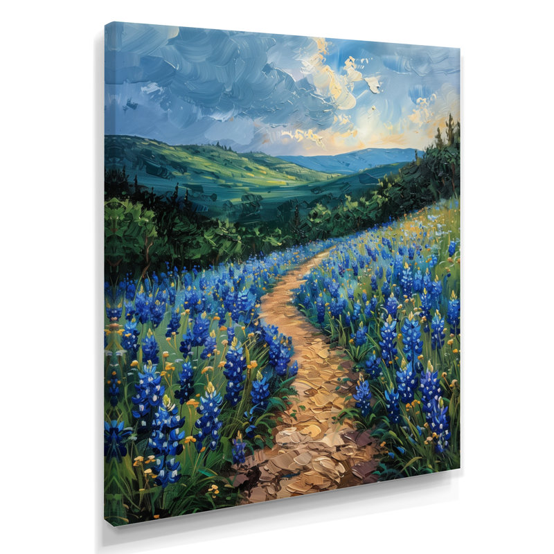 «Blue Green Meadow Charm Blue Bonnets II - Blue Bonnets», reproduction d'art, H 20 po x l 12 po x P 1 po, Toile tendue