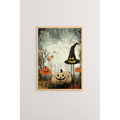«Spooky Halloween», peinture décorative encadrée de 13,0 po x 19,0 po | Cadre 100% bois massif (épaisseur: 0,8 pouce) et art 100% bois aggloméré (épaisseur: 0,1 pouce) | Impression numérique, pour la décoration festive et les célébrations saisonnières