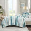 Ensemble de courtepointe 6 pièces avec coussins décoratifs Marina Aqua-741571138-692753400