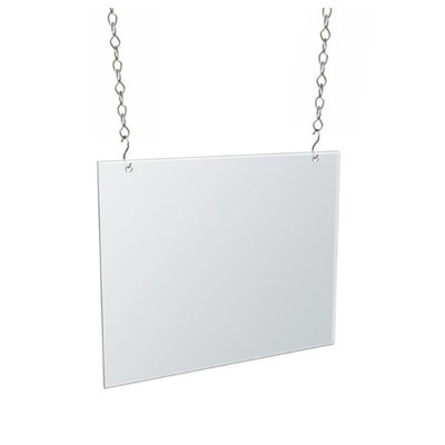  Clear Acrylic Hanging Ceiling Poster Frame 14" Wide X 11" High Vertical/Portrait. Includes Hanging Hardware Kit, 4-Pack