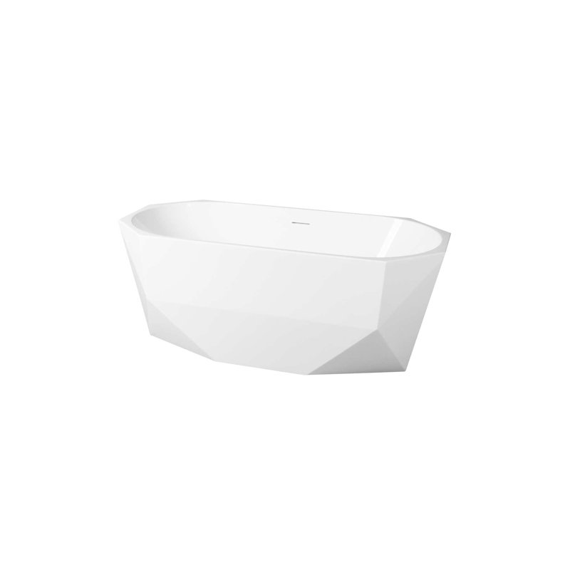 Ethen 59" x 30" Freestanding Soaking Acrylic Bathtub, Chrome