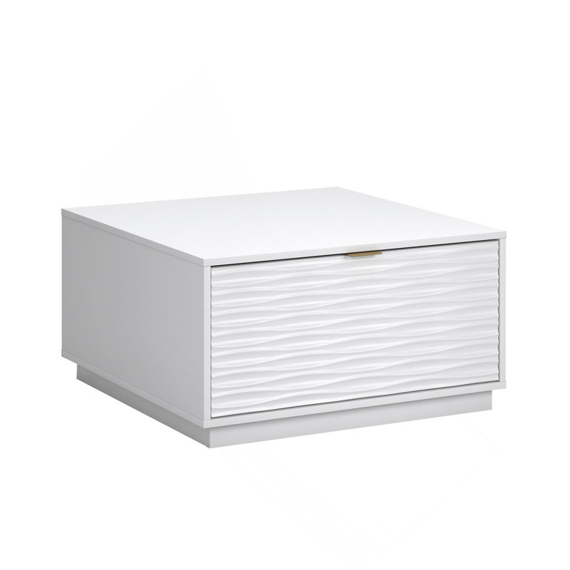 Table basse côtière en bois d'ingénierie avec tiroir, blanc