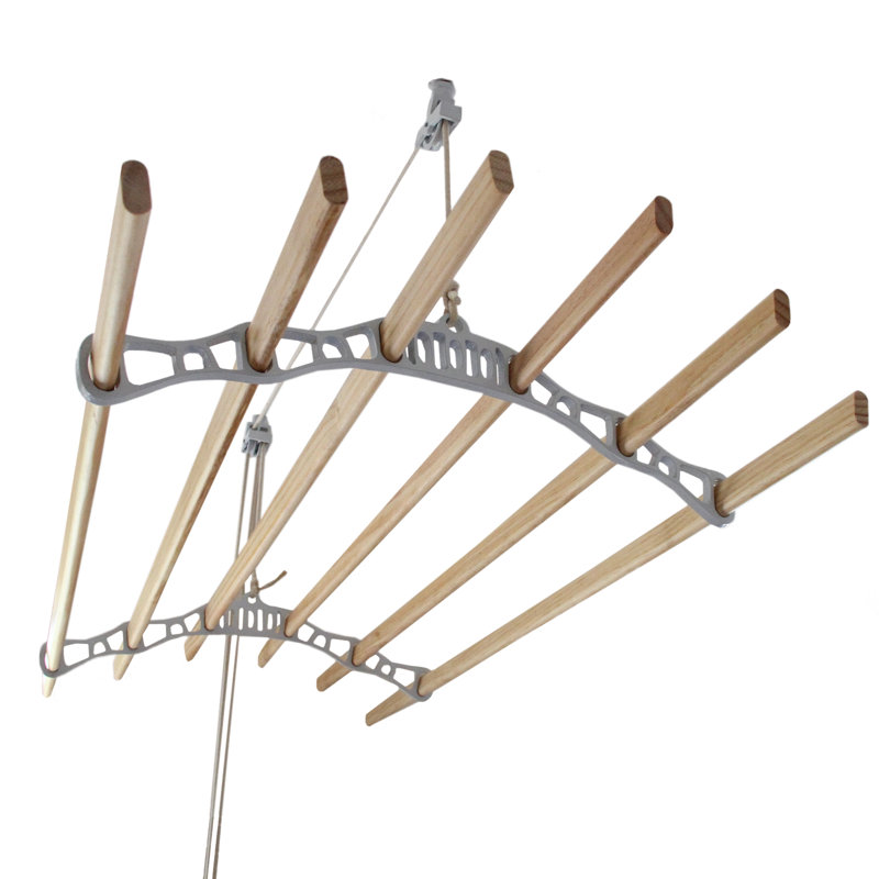 Wall-Mounted Drying Rack, Wood/Grey