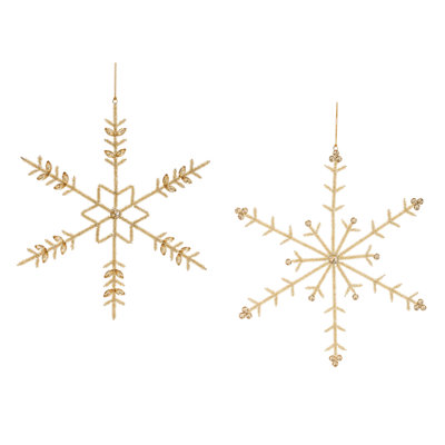 Ornement flocon de neige en métal doré (ensemble de 6)