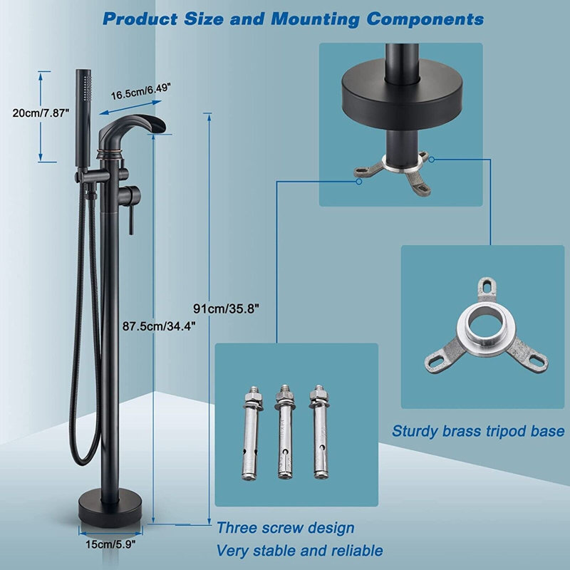 Kalmar 2 Handle Bathroom Bath Shower Mixer Bath Filler with Diverter