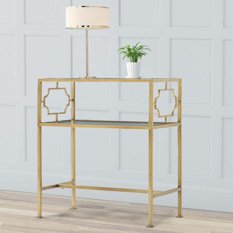 Rectangular Metal And Glass End Table