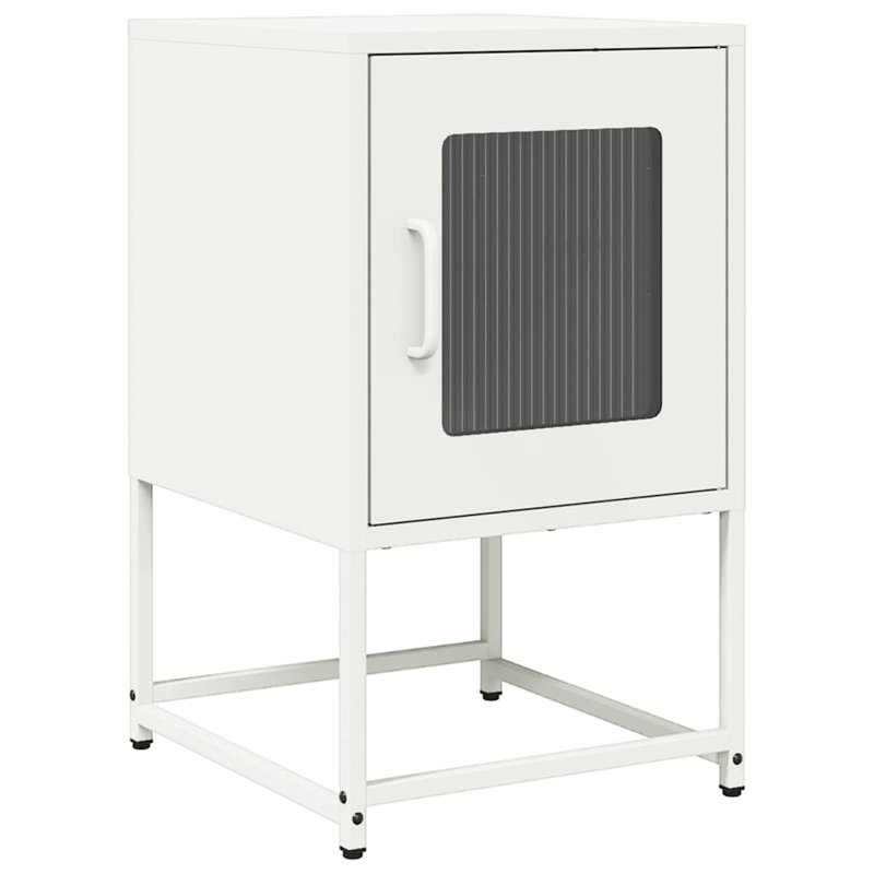 36cm W Steel Bedside Table, White