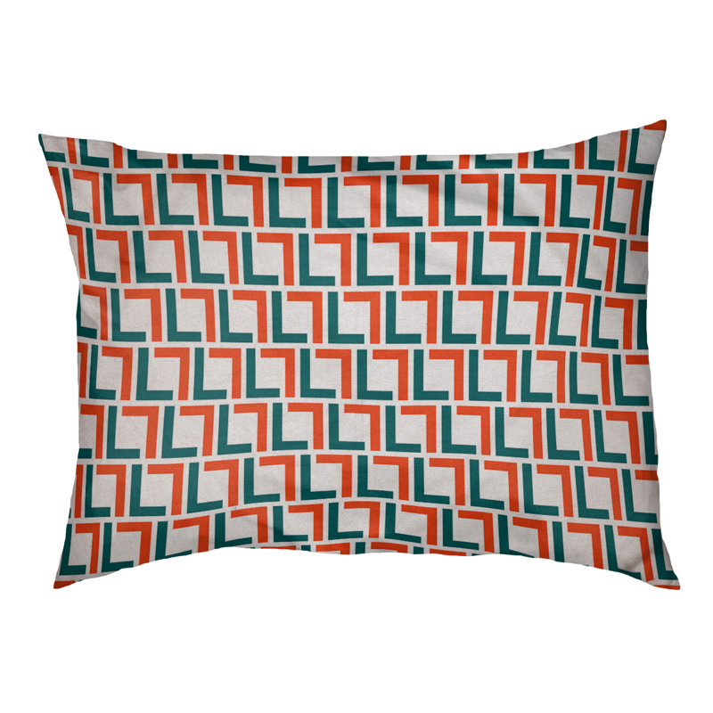 Coussin d'extérieur pour chien Tuileries, Très grand (l 40 po x P 50 po x H 6 po), Blanc / turquoise / orange