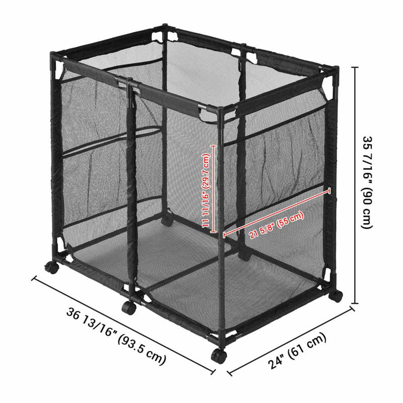 Yescom 35 Mesh Pool Storage Bin Rolling Cart Organizer, Black
