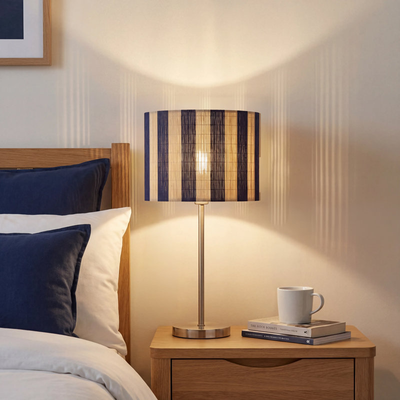 18cm H Bamboo Drum Lamp Shade ( Slip-On ), Blue