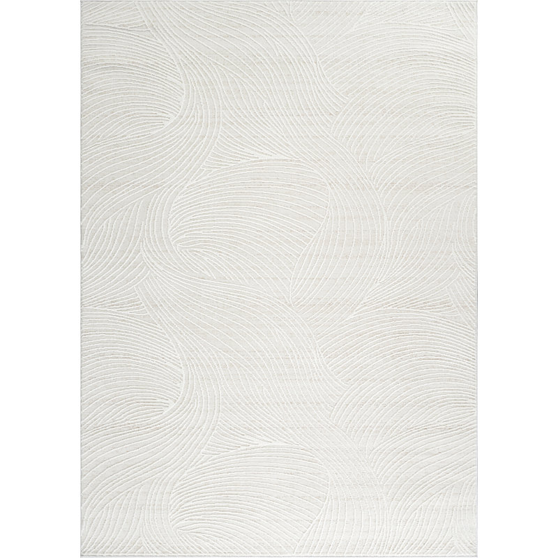 Tapis minimaliste à texture ondulée ivoire Abani Rugs Verona VER110A, Rectangle 6 pi x 9 pi