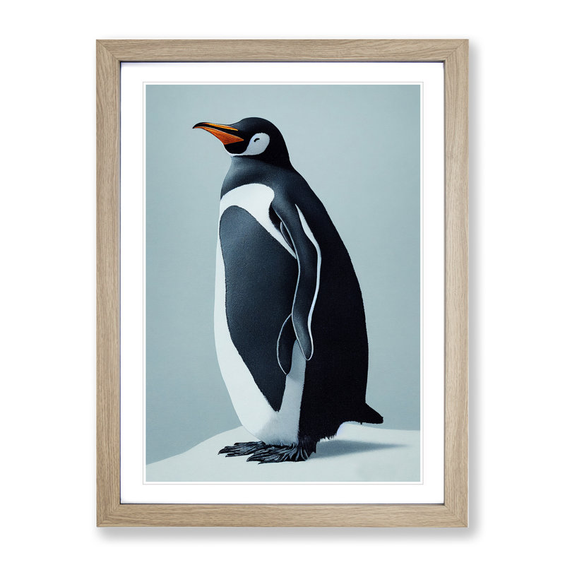 Penguin View - Wall Art, Oak Framed, 64cm H x 46cm W x 2cm D