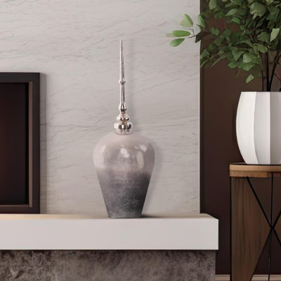 Venetia Ebony Glass Bottle with Aluminium Spired Lid - Tall
