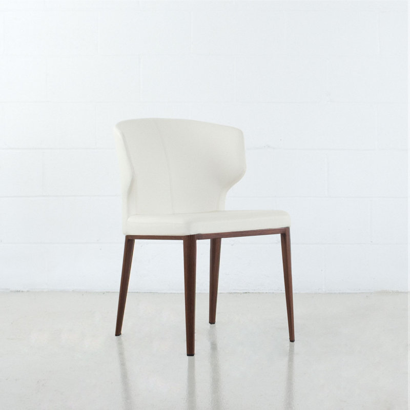 Chaise d'appoint rembourrée Belby, Pierre bleue, Noyers