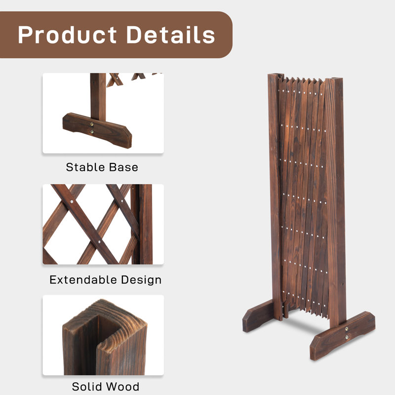 Ensemble de 2 clôtures de jardin extensibles en bois, Brun clair