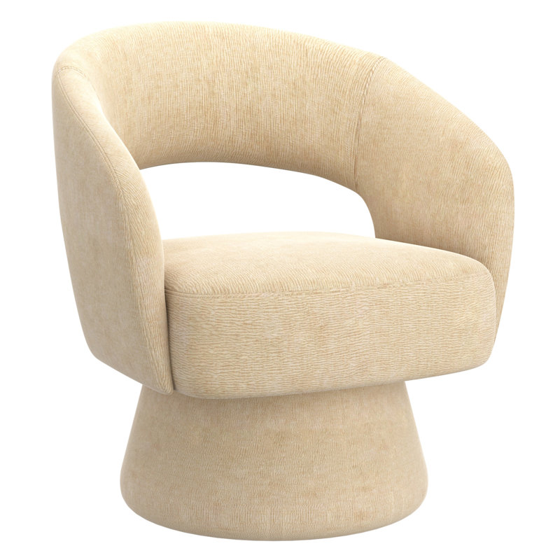 Modern Fabric Accent Chair, Beige Chenille