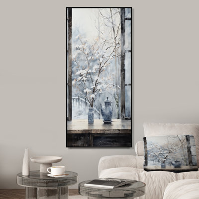 Art floral mural fenêtre de neige en hiver 3 - Japon