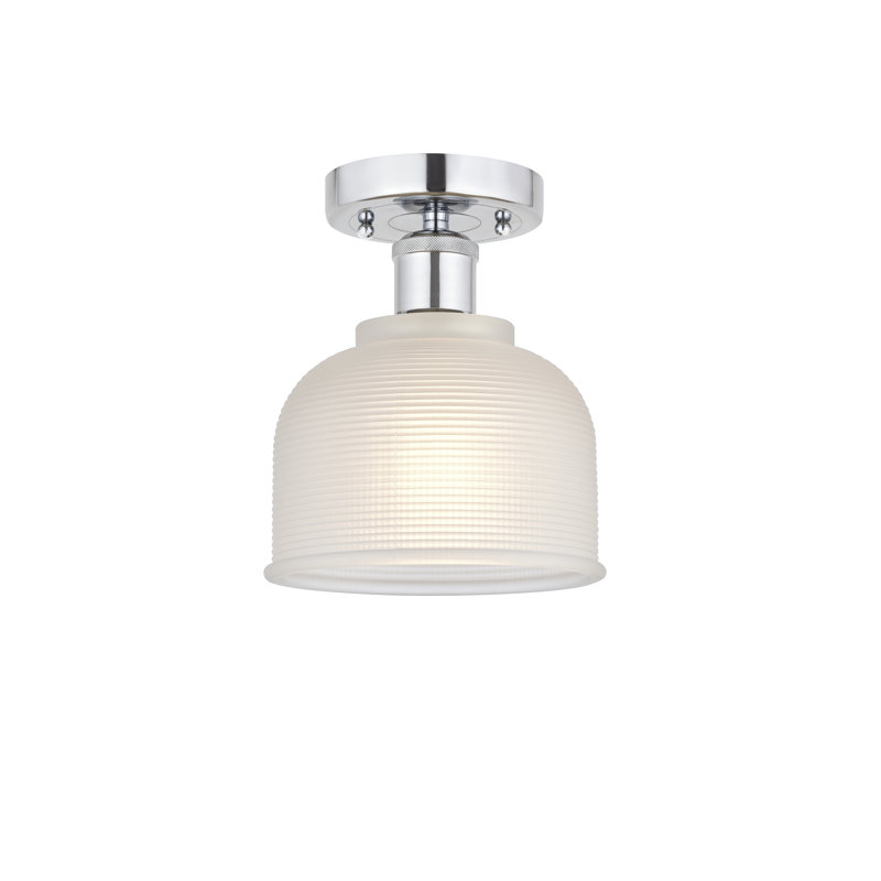Plafonnier semi-encastré en verre Shawnee, Chrome poli, Blanc
