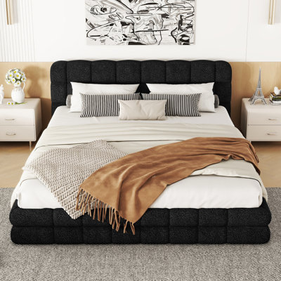 Upholstered Platform Bed With Velvet Fabric