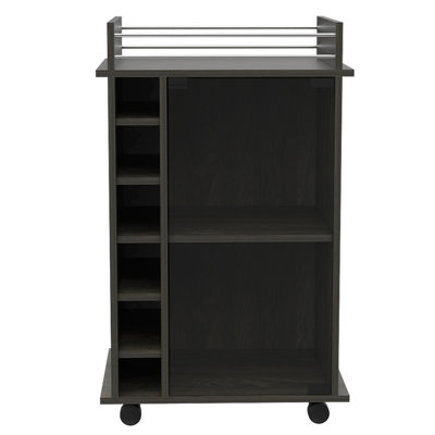6-Bottle 3-Shelf Bar Cart Carbon by Ebern Designs