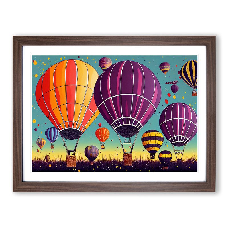 Splattered Hot Air Balloons Vol.1 - Framed Print, 34cm H x 46cm W x 2cm D, Walnut