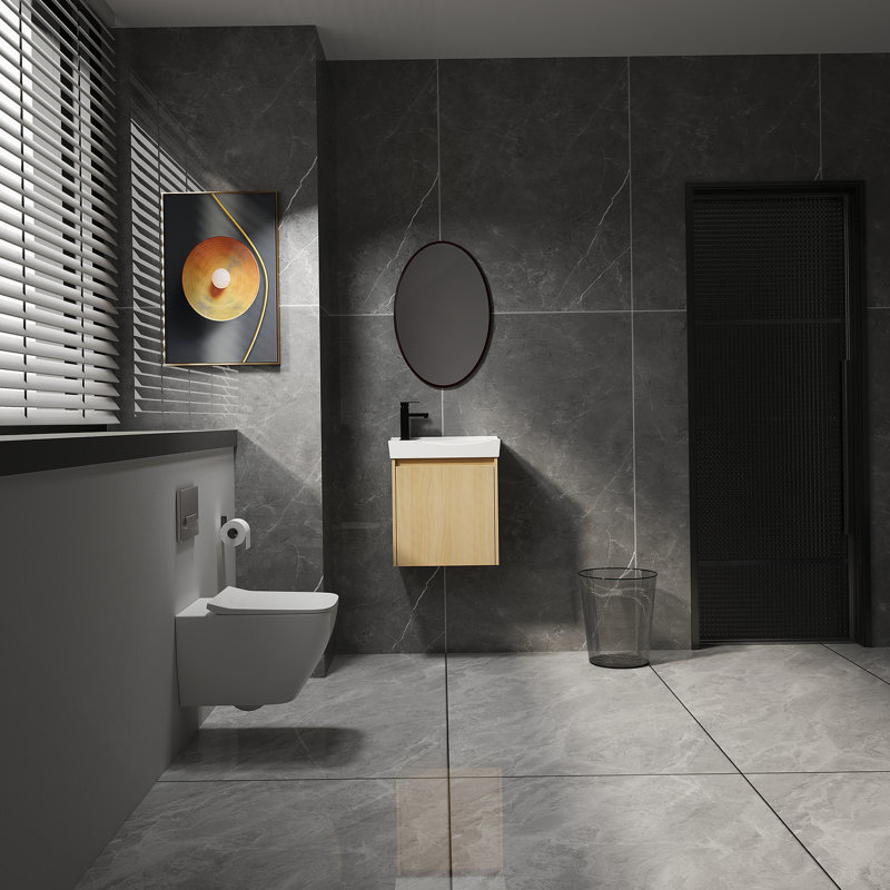 Ensemble de meuble-lavabo mural 20 po avec lavabo en céramique, armoire de rangement avec portes, ensemble d'armoire de salle de bain