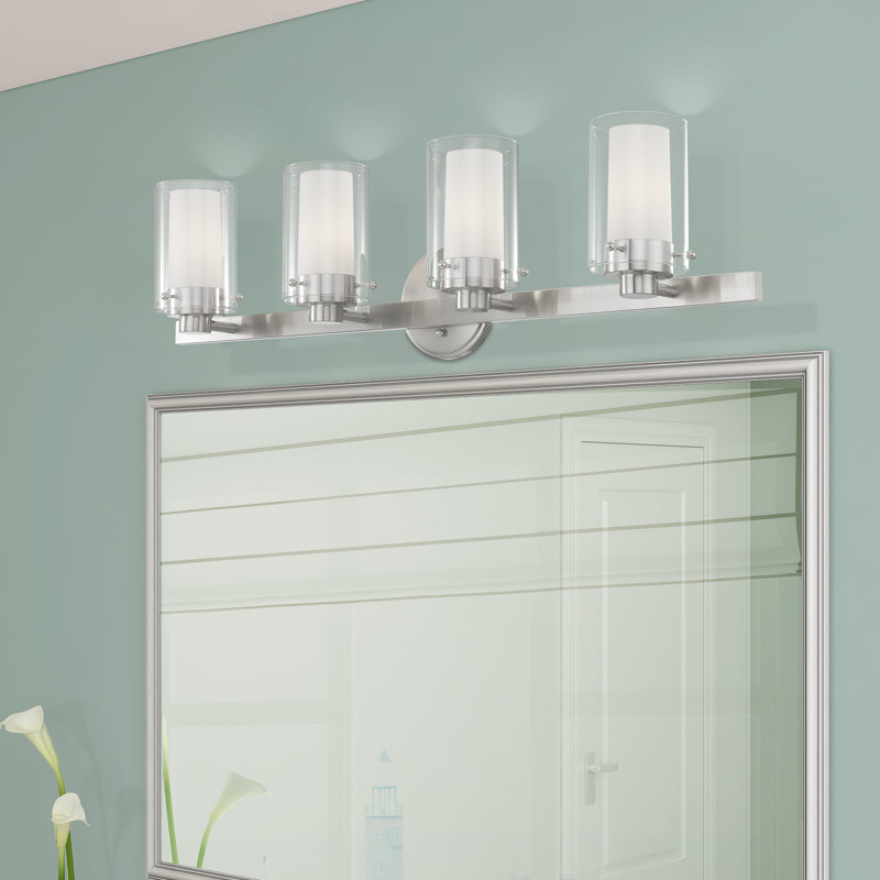 Barre d'éclairage de salle de bain 4 lumières Armantas, Nickel brossé