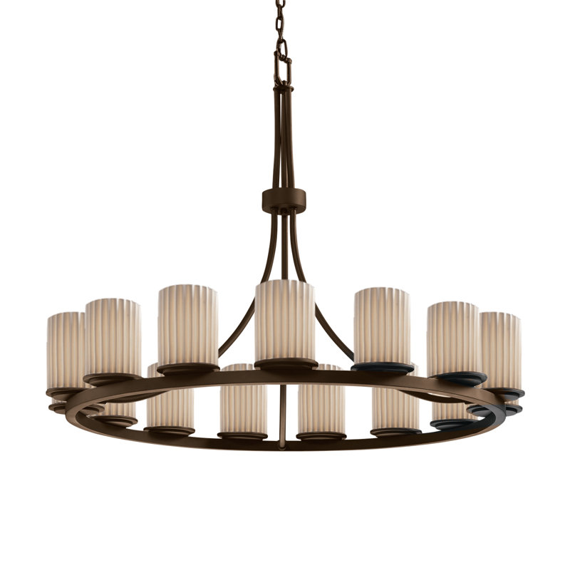 21 - Light Dimmable Wagon Wheel Chandelier