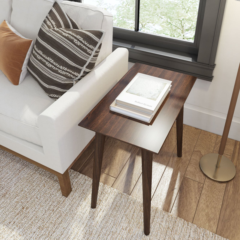 Leaford Solid Wood End Table, Walnut, 24" H x 14.75" W x 25" D