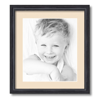 Black Wood Matte Picture Frame with Mat