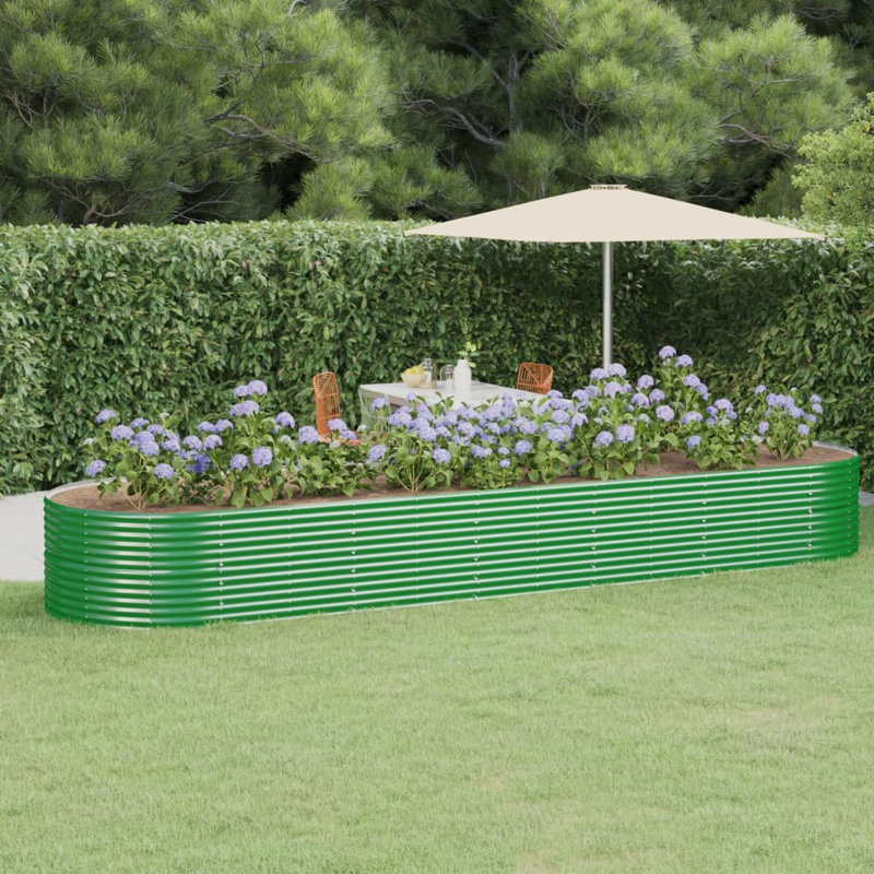 Anmar Metal Raised Garden Bed, 14.2" H x 102.4" W x 15.7" D, Green