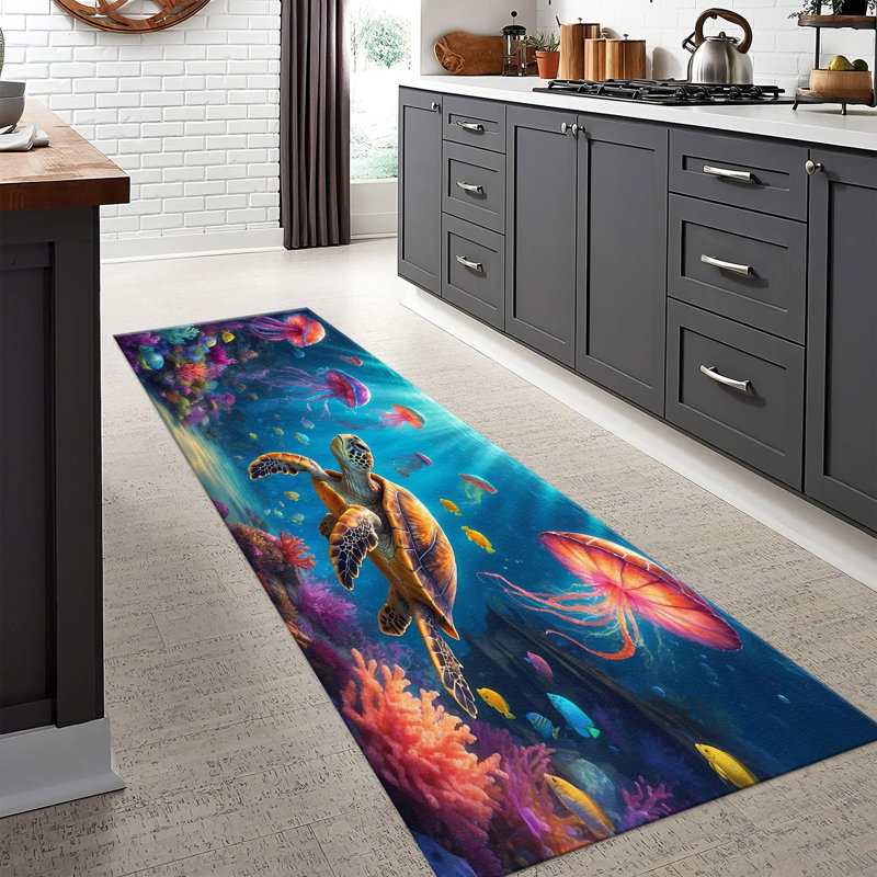 Floral Harmony: Soft-Type Non-Woven Printed Rug with Harmonious Burst of Colorful Flowers and Leaf Accents for a Vibrant Home Decor Touch