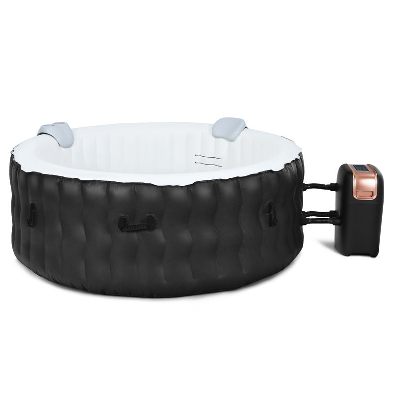 Dakota Fields Albacete 108 - Jet Plastic Round Inflatable Hot Tub, Black