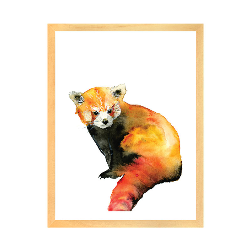 Art panda, H 24 po x l 16 po x P 1 po, Toile avec cadre en bois beige