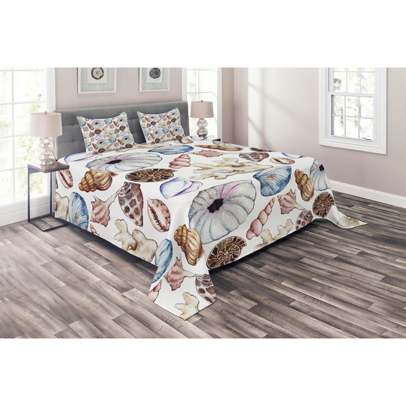 Seashells Coastal Polyester Coverlet