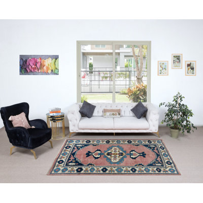 Decorative Turkish Area Rug, Hand Knotted Medallion Design Carpet, 100% Wool