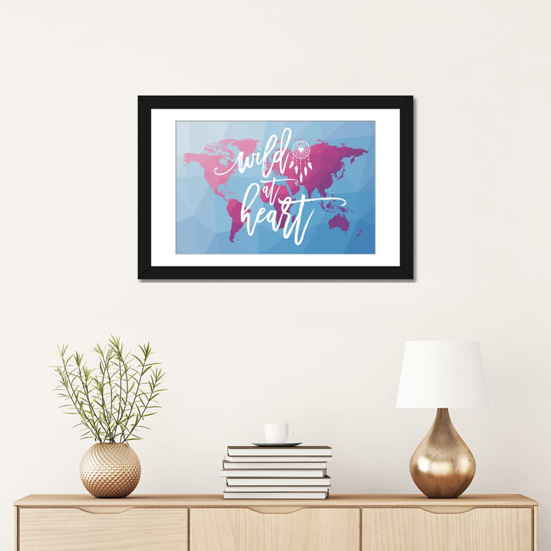 «Geo Map Boho I», impression sur toile, H 16 po x l 24 po x P 1 po, Papier d'art encadré noir, Blanc