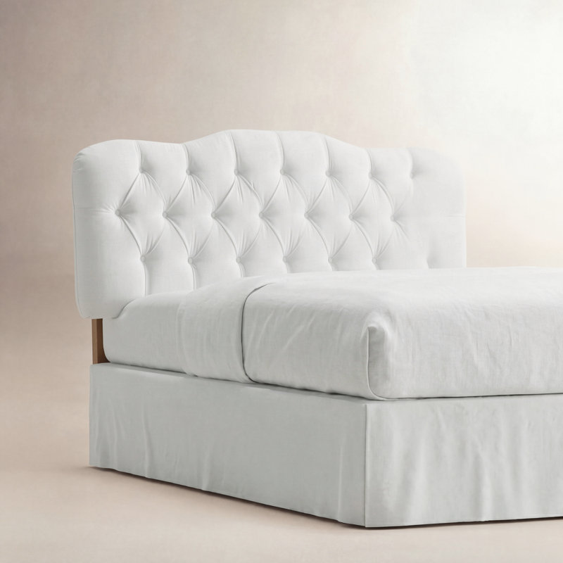 Tête de lit tapissier Rodan, Simple, Velours blanc classique